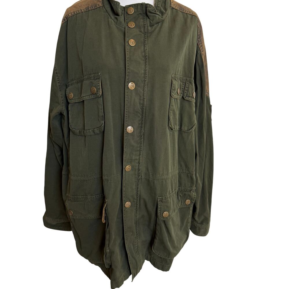 Legendary Whitetails Jacket Coat Mens 2XLT Green Faux Leather Patches Barn Chore